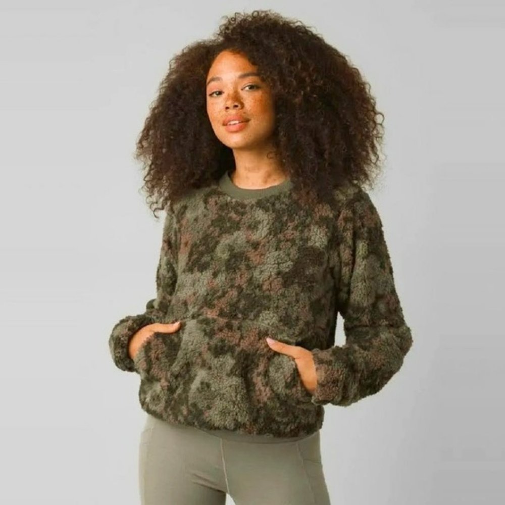 PRANA Polar Escape Sweatshirt With Pockets 😃In Kale Wildflower SZ XS